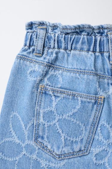 JEAN LARGE À FLEURS BRODÉES - Bleu de Zara - Image 3