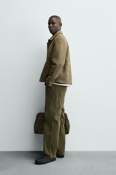 BLOUSON EFFET DAIM AVEC POCHES - Vert gris de Zara - Image 3