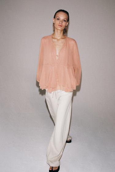 ZW COLLECTION RUFFLED BLOUSE - Pink by Zara