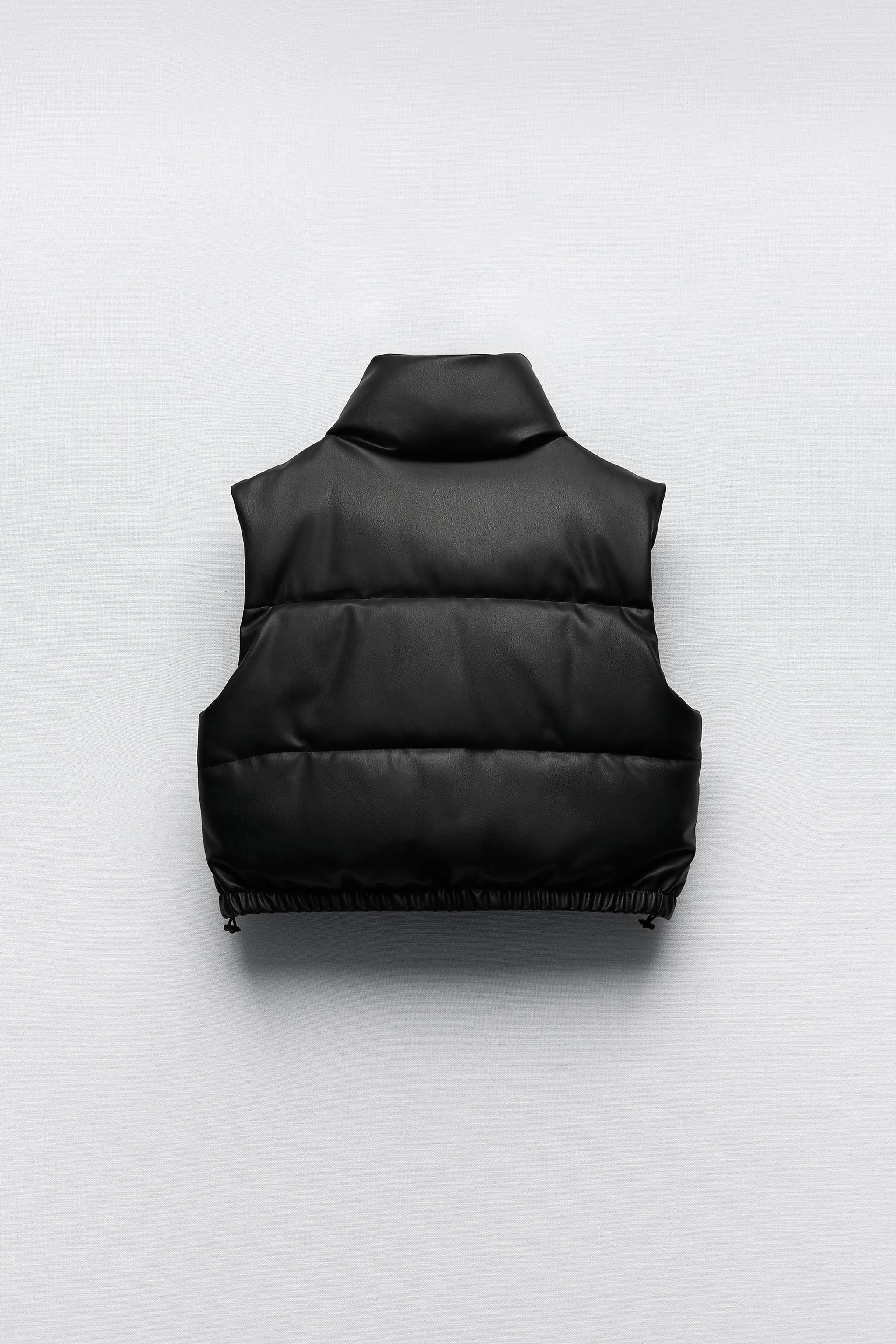 faux leather puffer vest zara