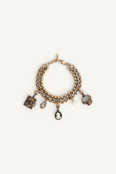 Zara LIMITED EDITION MULTI-CHARM BRACELET - Aged gold