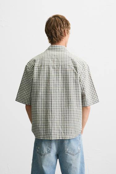BOXY FIT CHECK SHIRT - Blue by Zara - Image 2