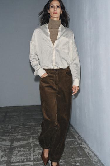 PANTALON CÔTELÉ LARGE ZW COLLECTION - Vert olive de Zara - Image 6