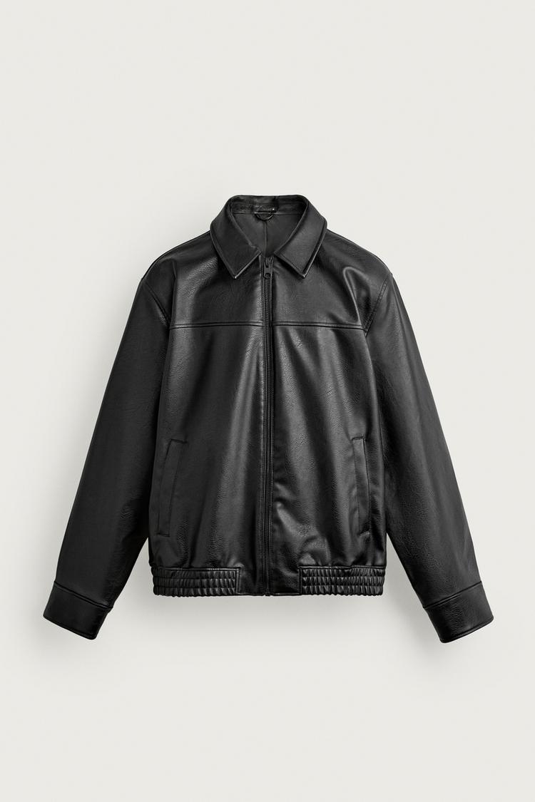 Chaqueta de efecto cuero de corte relajado 8