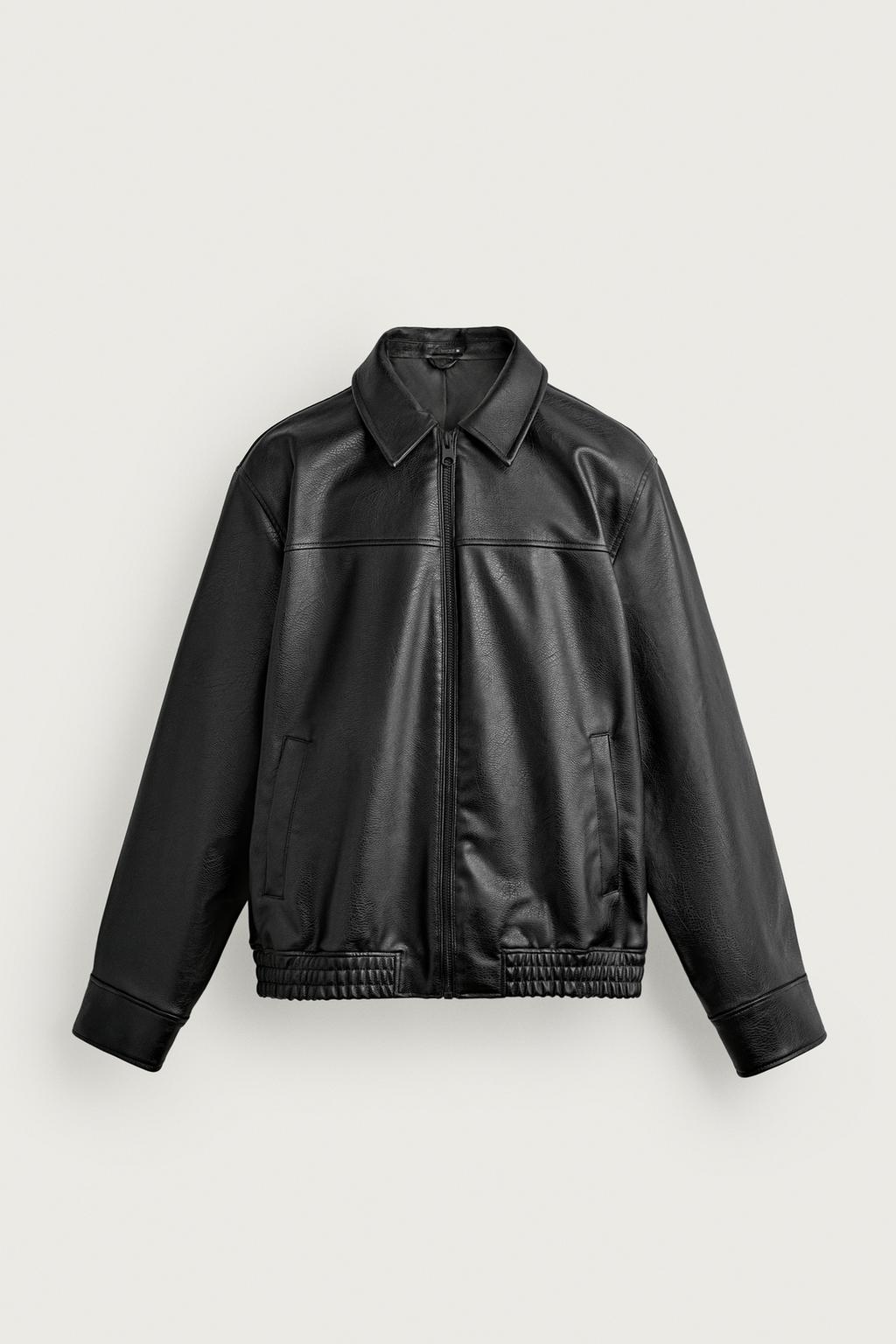 RELAXED FIT LEATHER EFFECT JACKET