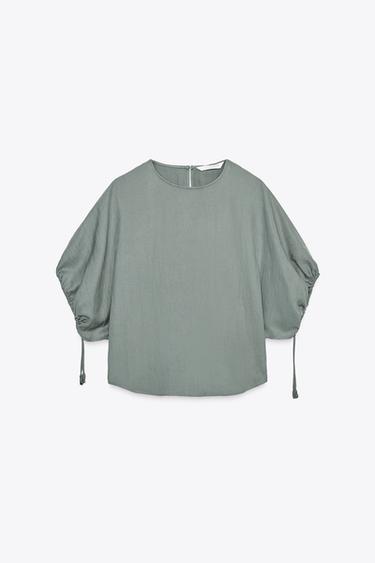 BLOUSE À MANCHES BOUFFANTES ZW COLLECTION - Gris bleu de Zara