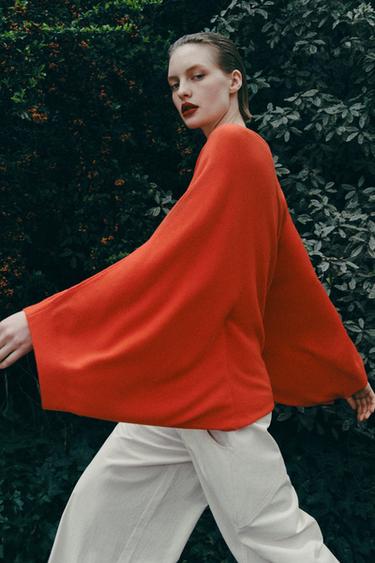 PULL EN MAILLE MANCHES CHAUVE-SOURIS - Orange de Zara - Image 5