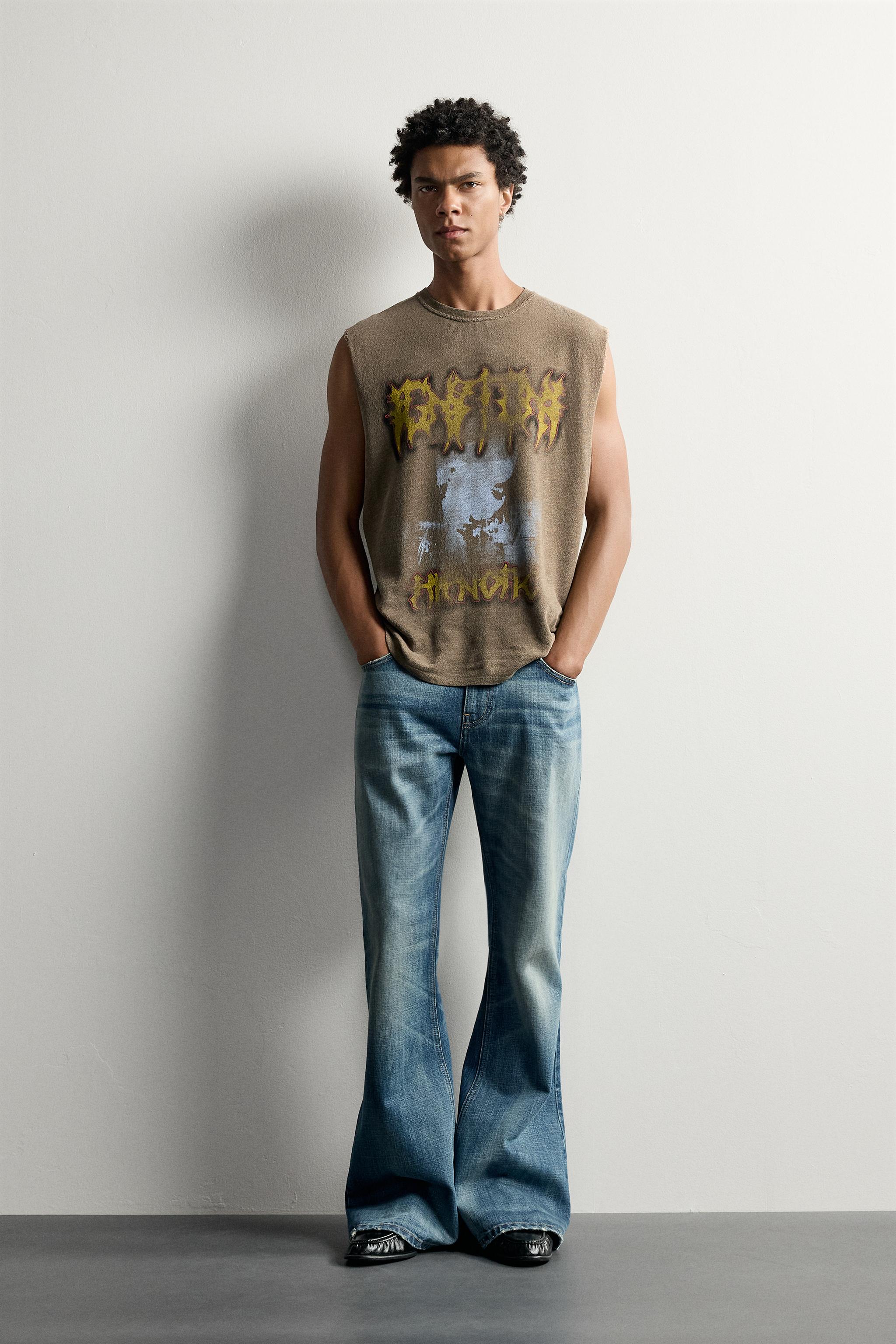 Мужские свитеры Zara WASHED GRAPHIC KNIT TANK TOP
