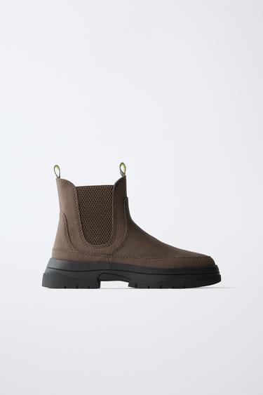 ANKLE BOOTS WITH PULL TABS - Brown by Zara - Image 0