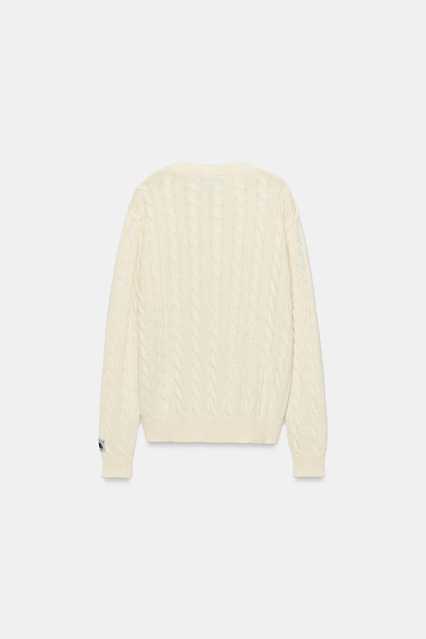 Женский свитер Zara Fruit OF the Loom™ Textured Cable-Knit Jumper, цвет: Экрю — фото 3