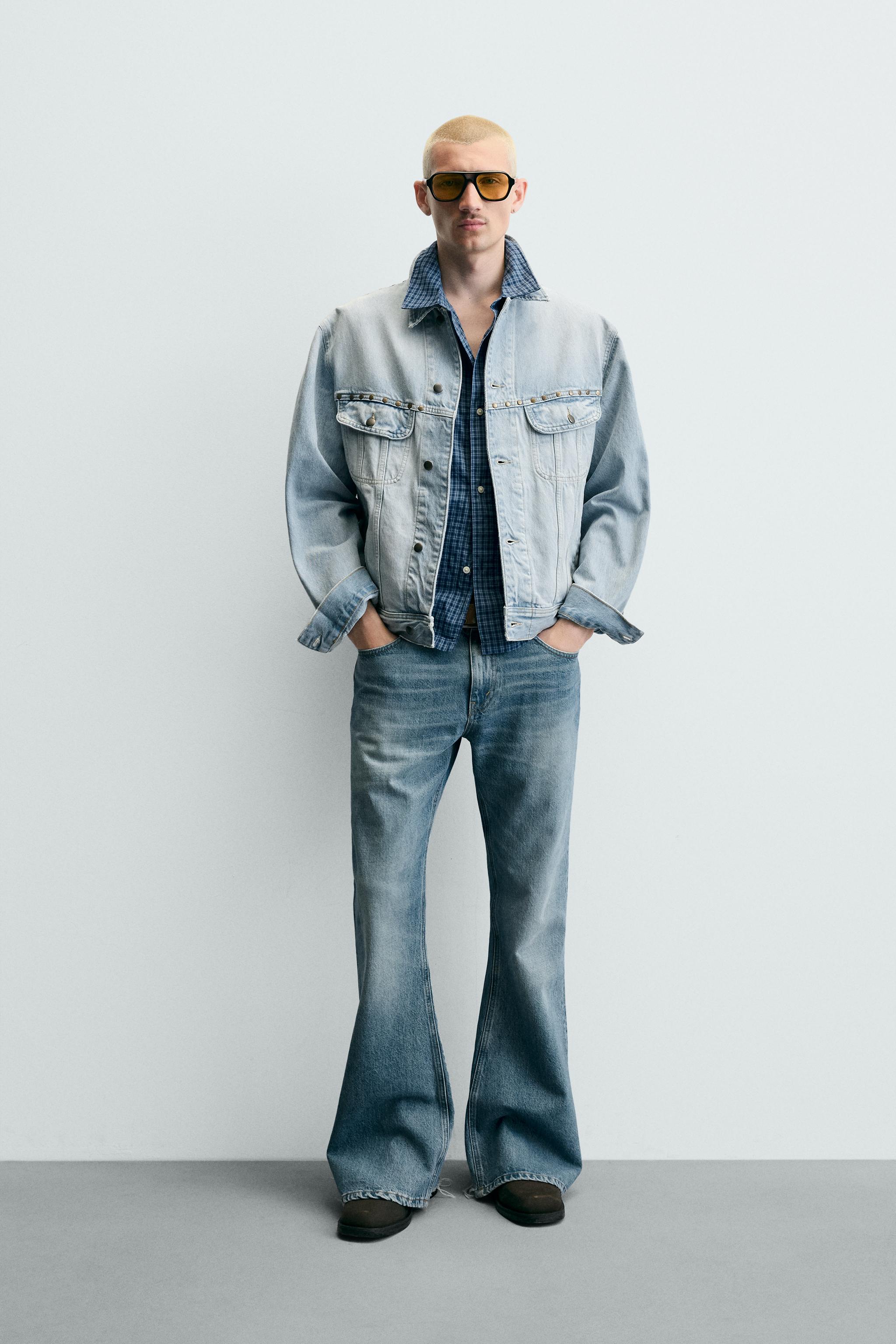 VESTE EN DENIM RELAXED FIT À CLOUS MÉTALLIQUES