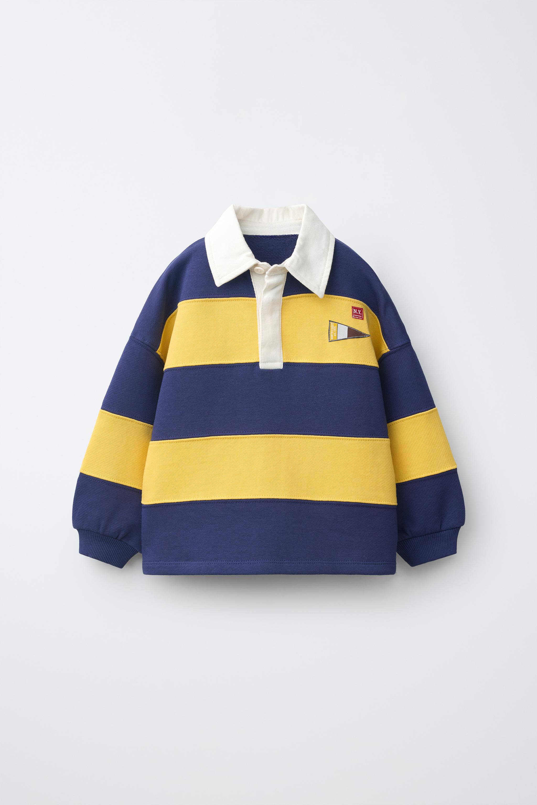 STRIPED PATCH POLO SHIRT — Yellow