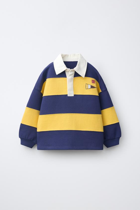 STRIPED POLO SHIRT WITH PATCHES - Yellow by Zara - Image 0
