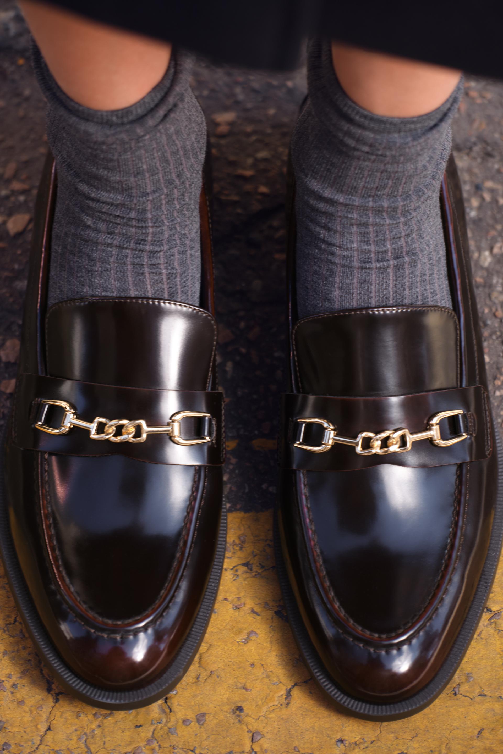 FAUX PATENT LEATHER BUCKLE LOAFERS - Burgundy Red | ZARA United States