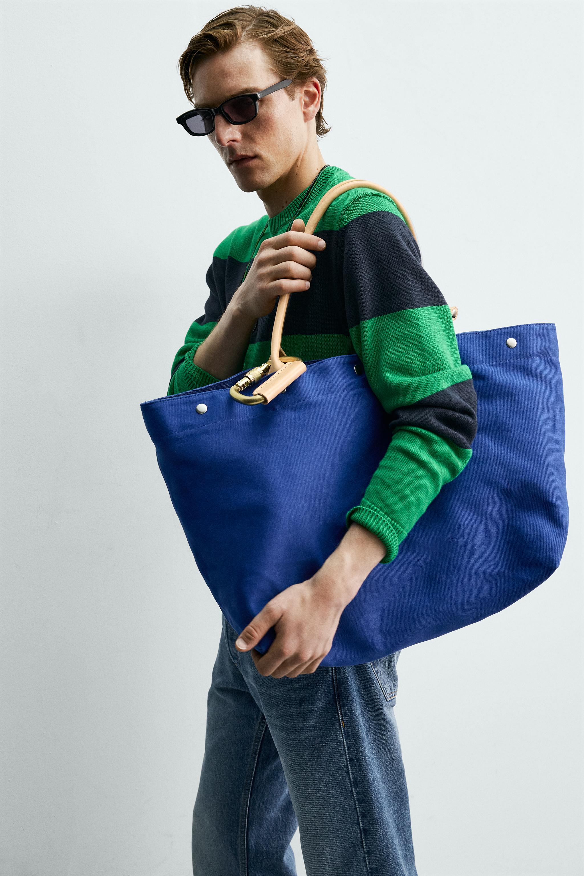 AARON LEVINE X ZARA LEATHER DETAIL SHOPPER - Blue | ZARA Canada