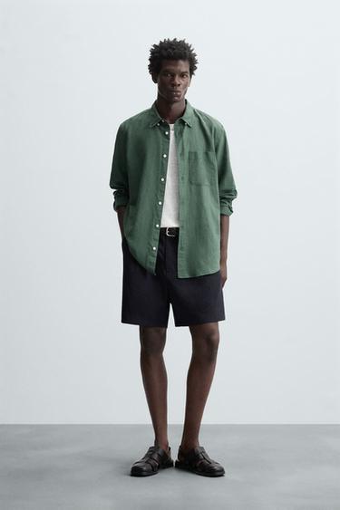 COTTON - LINEN SHIRT - Green by Zara