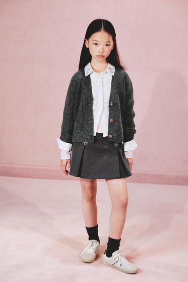 ラインストーンリボン バミューダスカートグレーマールZaraのラインストーンリボン バミューダスカート - グレーマール