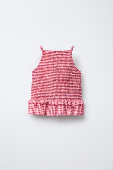 GINGHAM HALTER TOP - Red by Zara - Image 1
