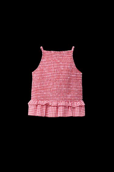 Zara GINGHAM HALTER TOP - Red