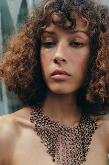 JEWEL CASCADE NECKLACE - Pale pink by Zara