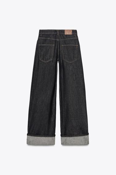 JEANS Z1975 STRAIGHT HIGH-WAIST TURN-UP HEM - Blue by Zara - Image 1
