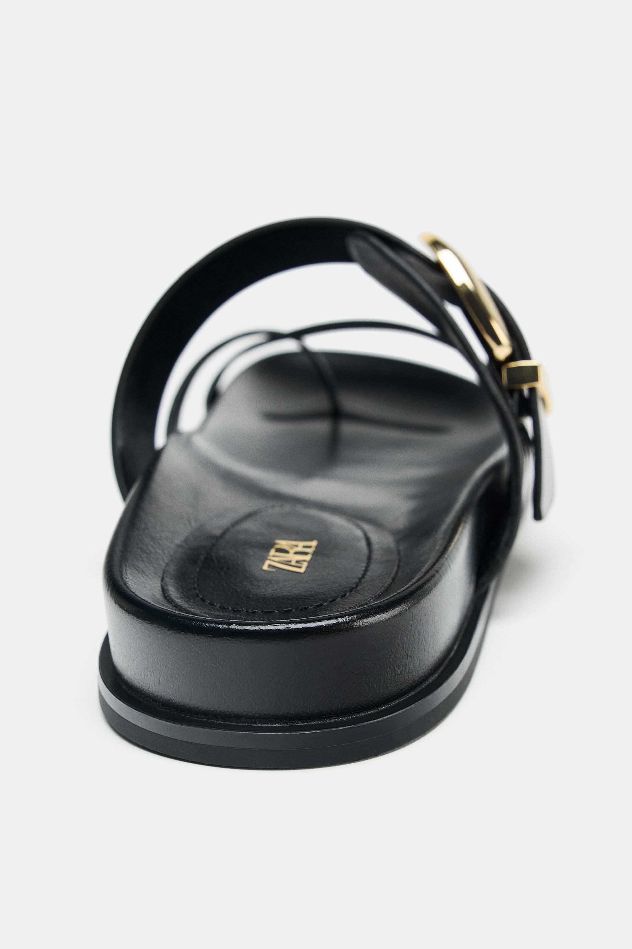 バックルフラットサンダル - ブラック | ZARA Japan / 日本