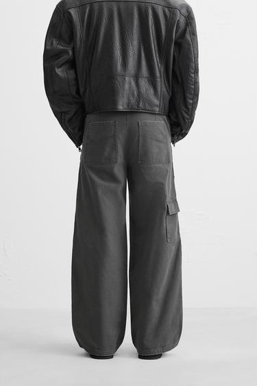 RELAXED FIT WASHED TROUSERS - Grey by Zara - Image 2
