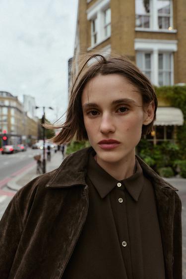 CREPE SHIRT WITH KNOT - Brown by Zara - Image 5