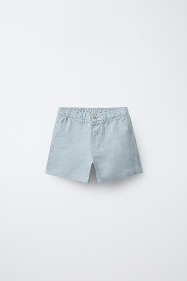 100% LINEN BERMUDA SHORTS - Light blue by Zara
