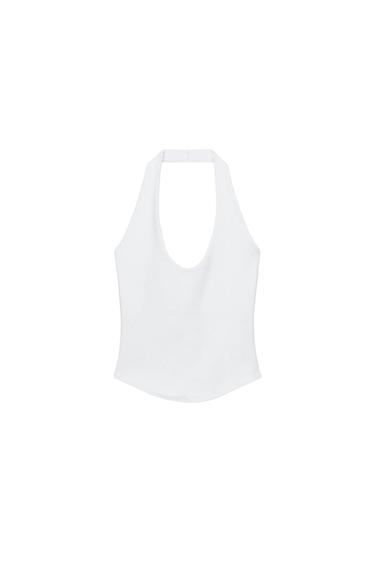 ROUNDED HEM HALTER TOP - White by Zara