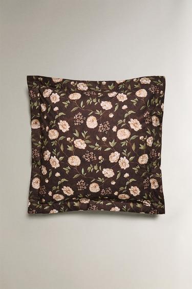 FLORAL PRINT PILLOWCASE - Brown by Zara - Image 2