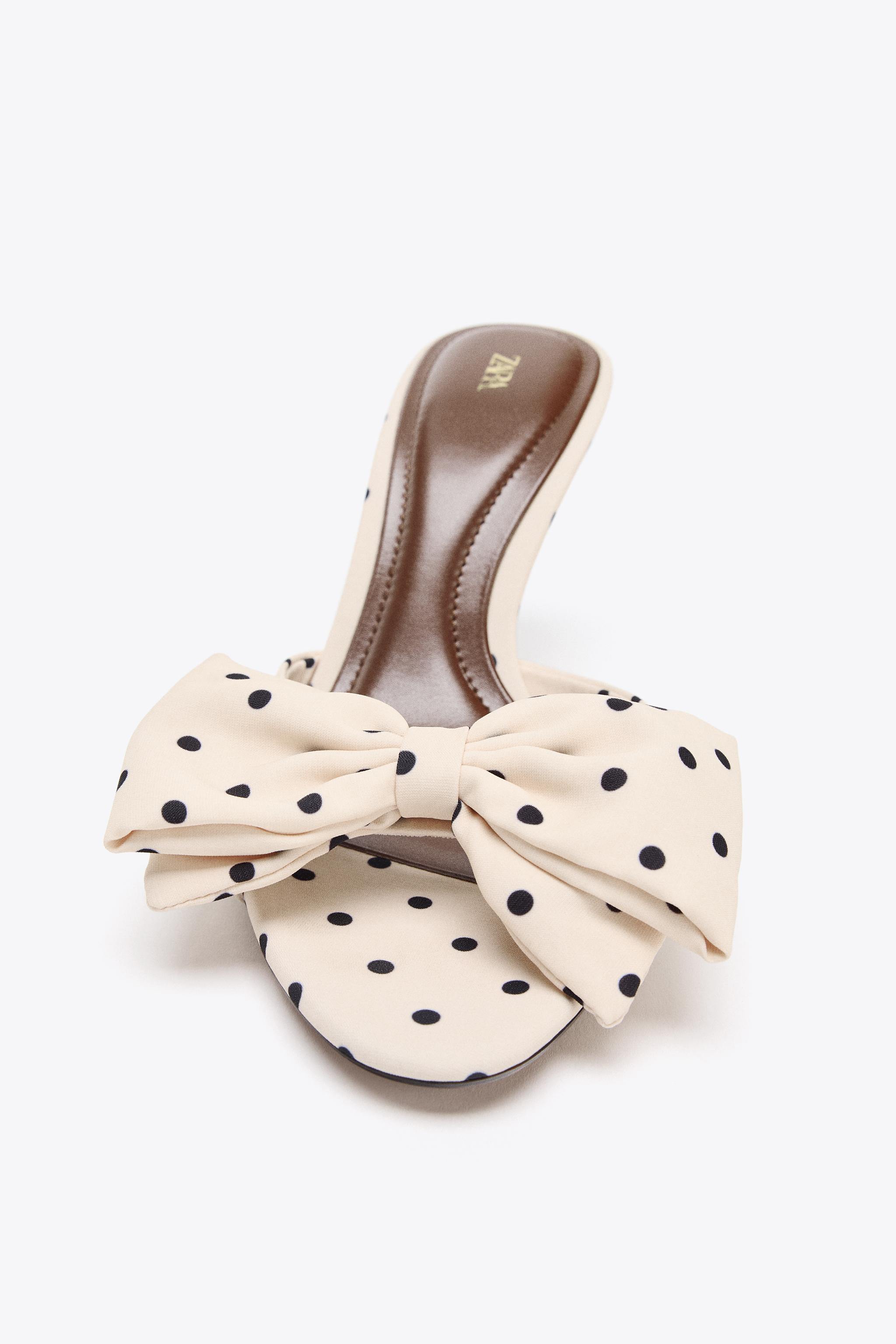 POLKA DOT PRINT SANDALS WITH BOW - Multicoloured | ZARA