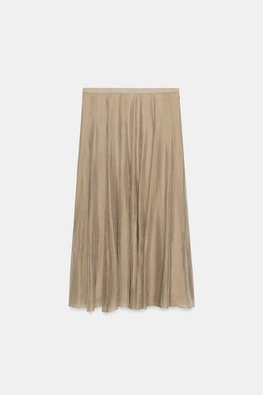 JUPE FLUIDE BIMATIÈRE ZW COLLECTION - Marron / Taupe de Zara - Image 3
