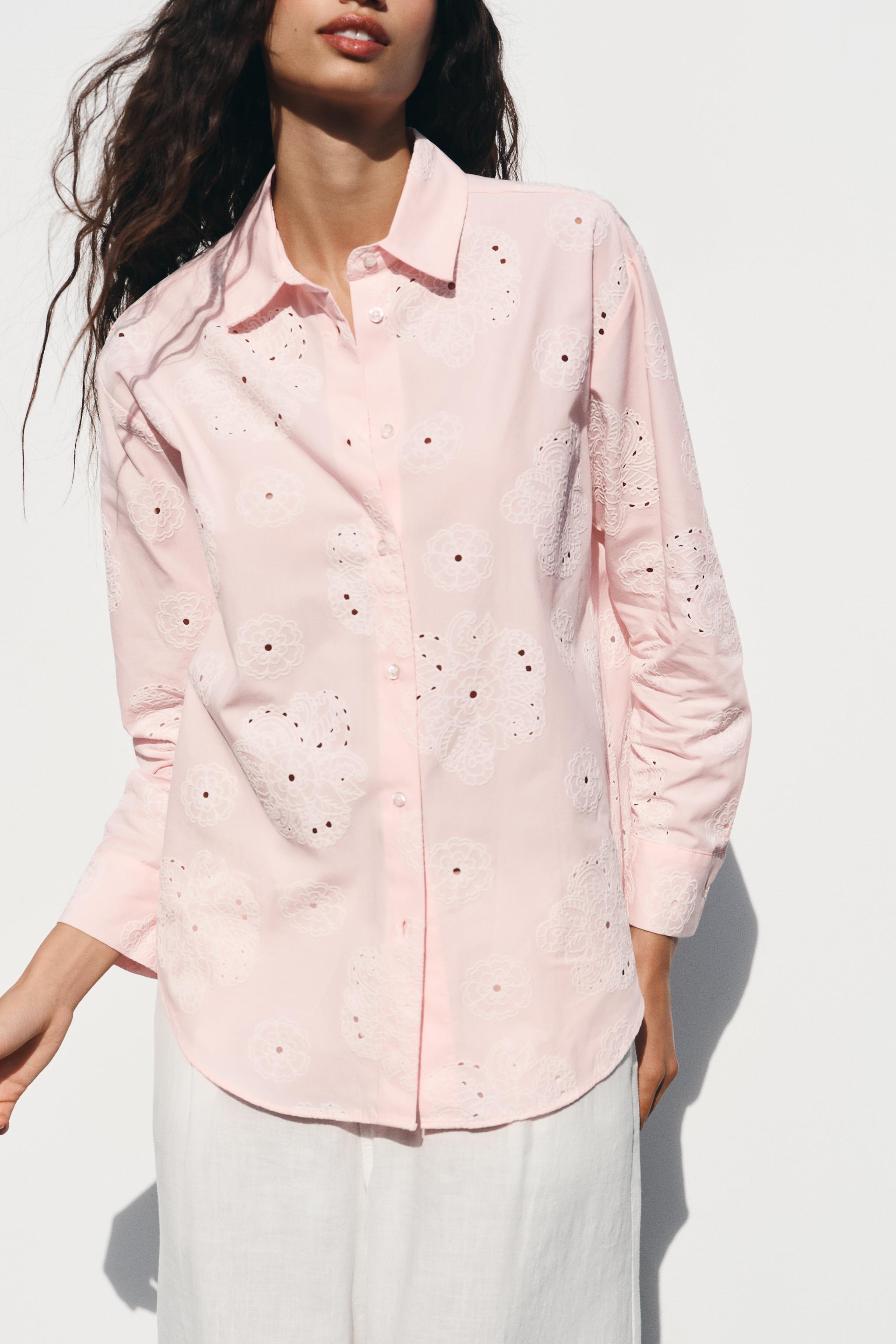 CHEMISE BRODERIES EFFET GOMME