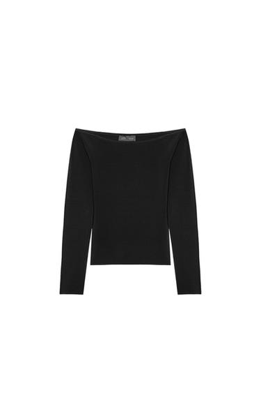 OFF-THE-SHOULDER KNIT TOP - Black by Zara