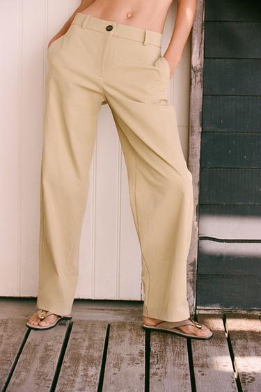 PANTALÓN RECTO - Tostado de Zara