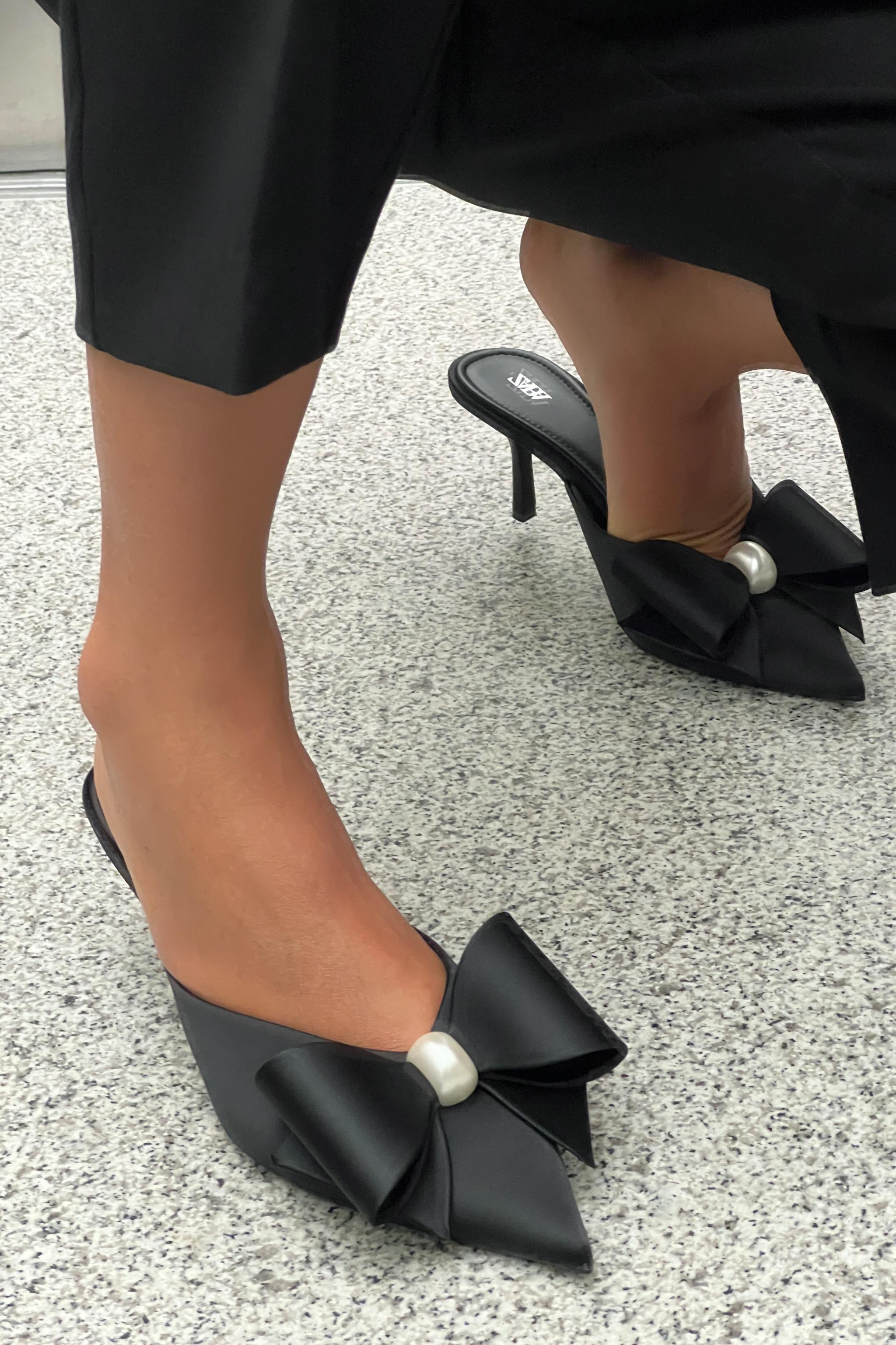 Black high heel mule shoes best sale