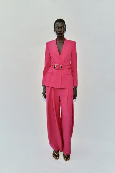 PLEATED WIDE-LEG TROUSERS - Fuchsia by Zara - Image 0