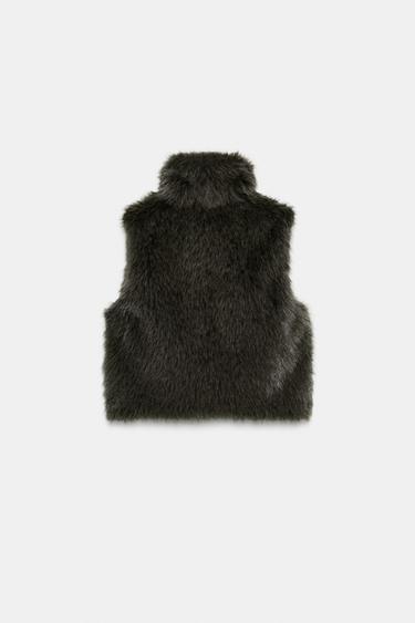 GILET EFFET FOURRURE - Gris taupe de Zara - Image 6