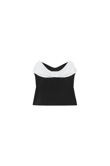 Zara COMBINED STRAPLESS TOP - Black - Image 0