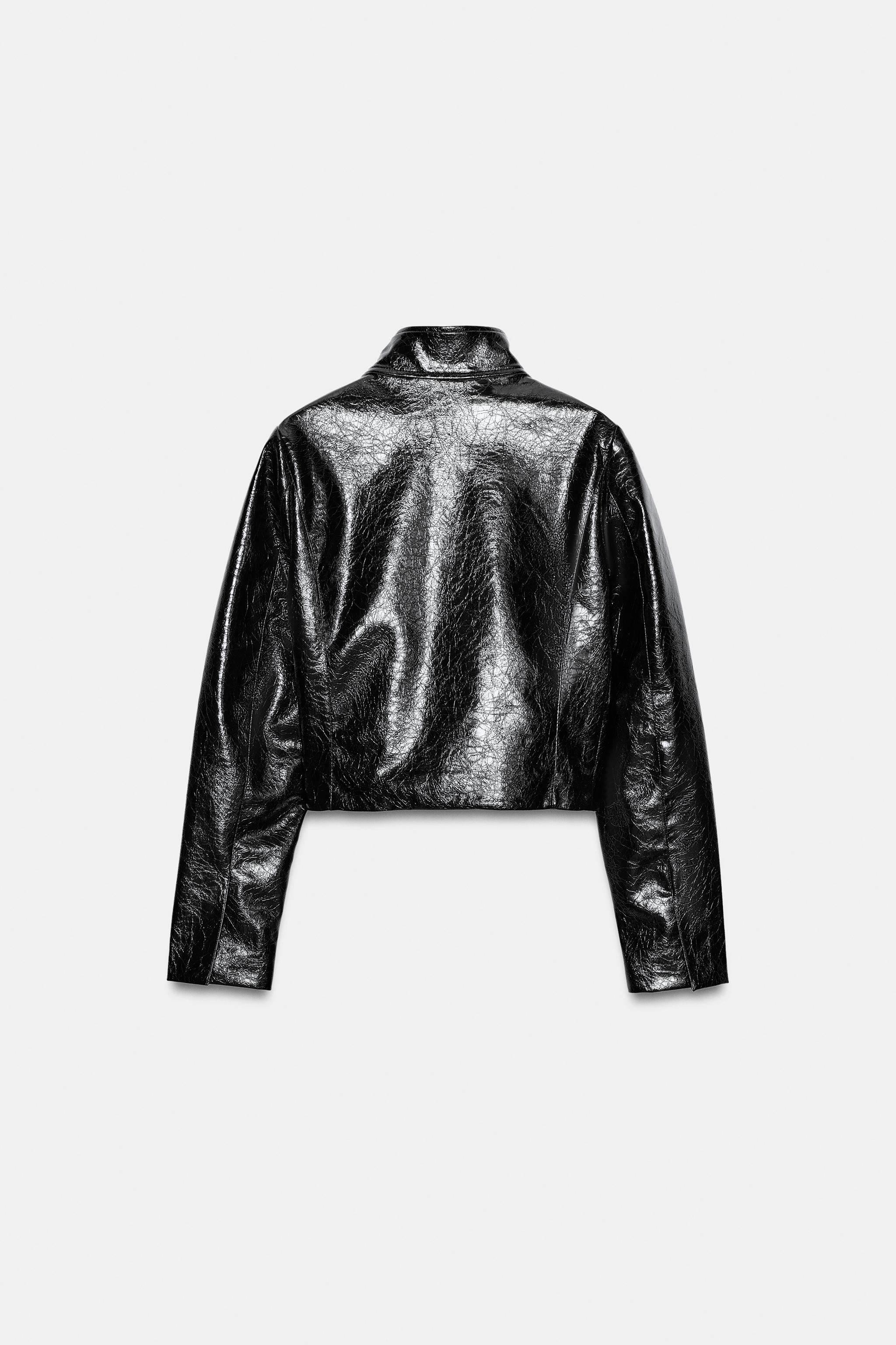 BLOUSON COURT MATIÈRE SYNTHÉTIQUE