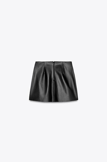 MINIROCK AUS KUNSTLEDER - Schwarz von Zara