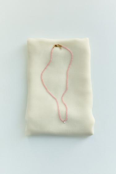 HEART CUBIC ZIRCONIA NECKLACE - Pink by Zara
