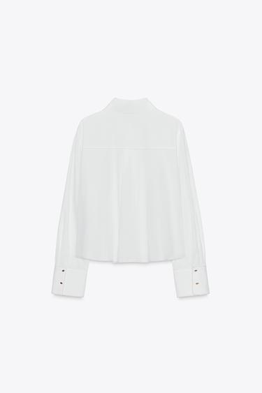 CHEMISE EN POPELINE AVEC SURPIQÛRES - Blanc de Zara - Image 6
