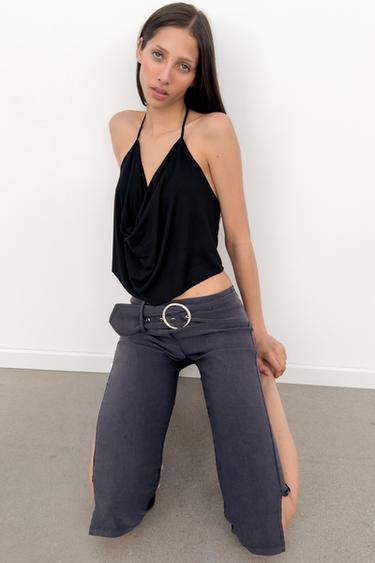 CAPRI TROUSERS WITH BELT - Dark grey by Zara - Image 6