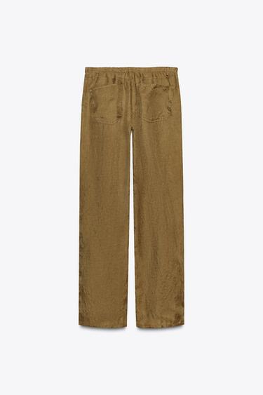 PANTALON PYJAMA NŒUD - Kaki clair de Zara - Image 6