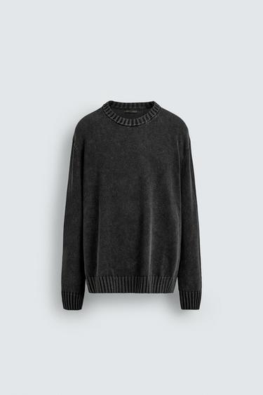 Zara 水洗棉質針織衫 - 深灰色