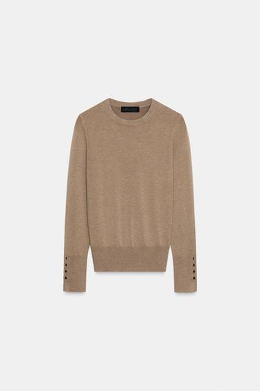 Zara BASIC PLAIN KNIT JUMPER - Mink marl