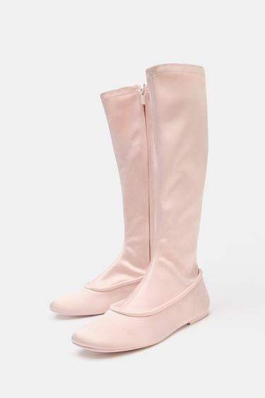 BOTTES HAUTES EFFET SATINÉ - Rose de Zara - Image 2