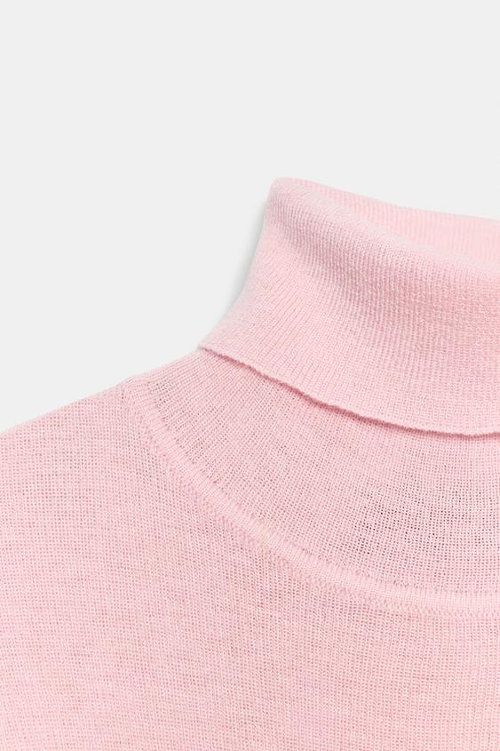 FINE KNIT HIGH NECK JUMPER - Pastel pink by Zara - Image 7